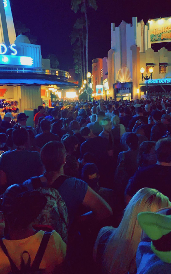 Wall to wall Star Wars fans on Disney's Hollywood Boulevard