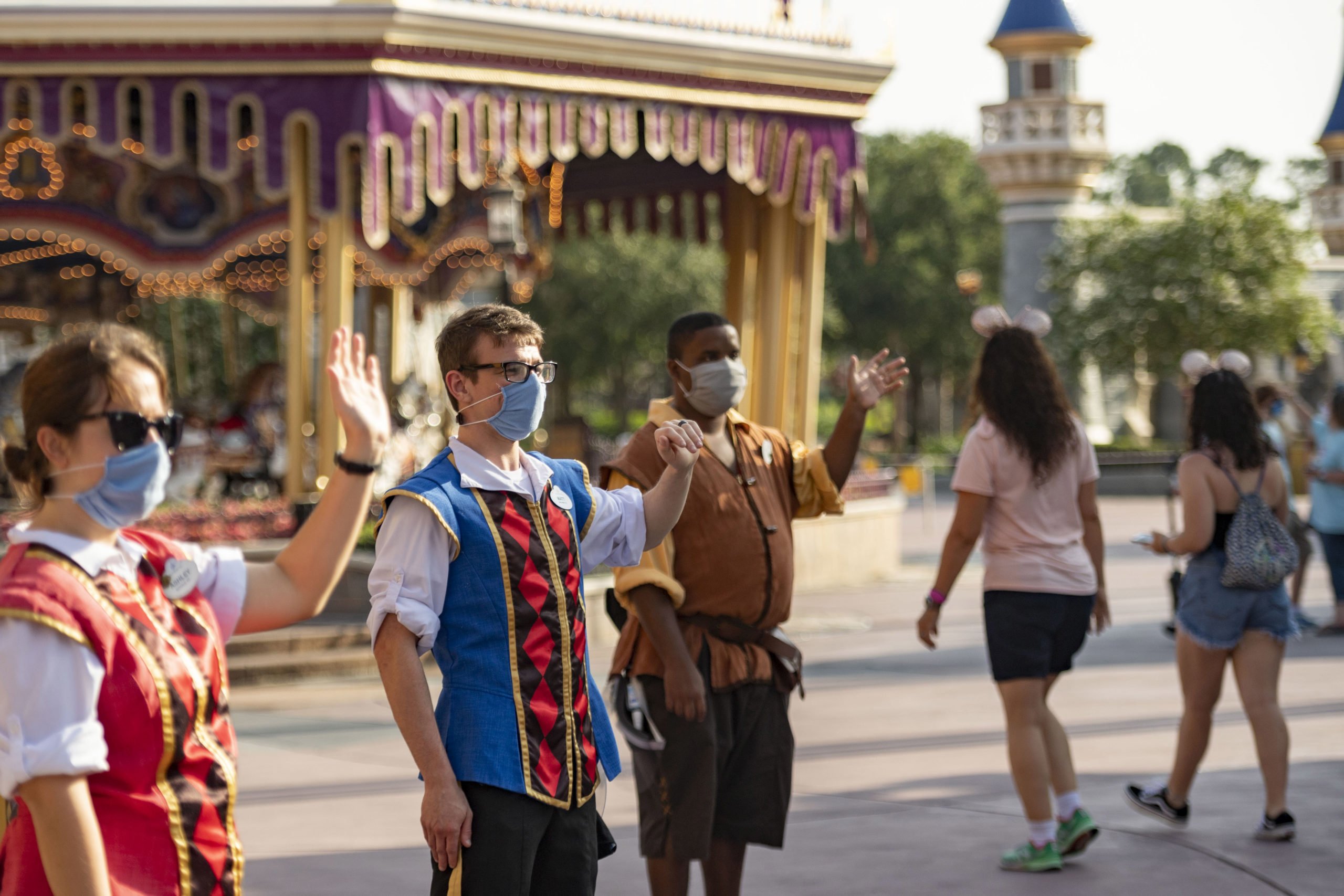 Mask wearing cast members, Disney