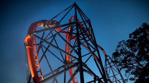 Howl-O-Scream promotional image featuring new-for-2019 coaster Tigris